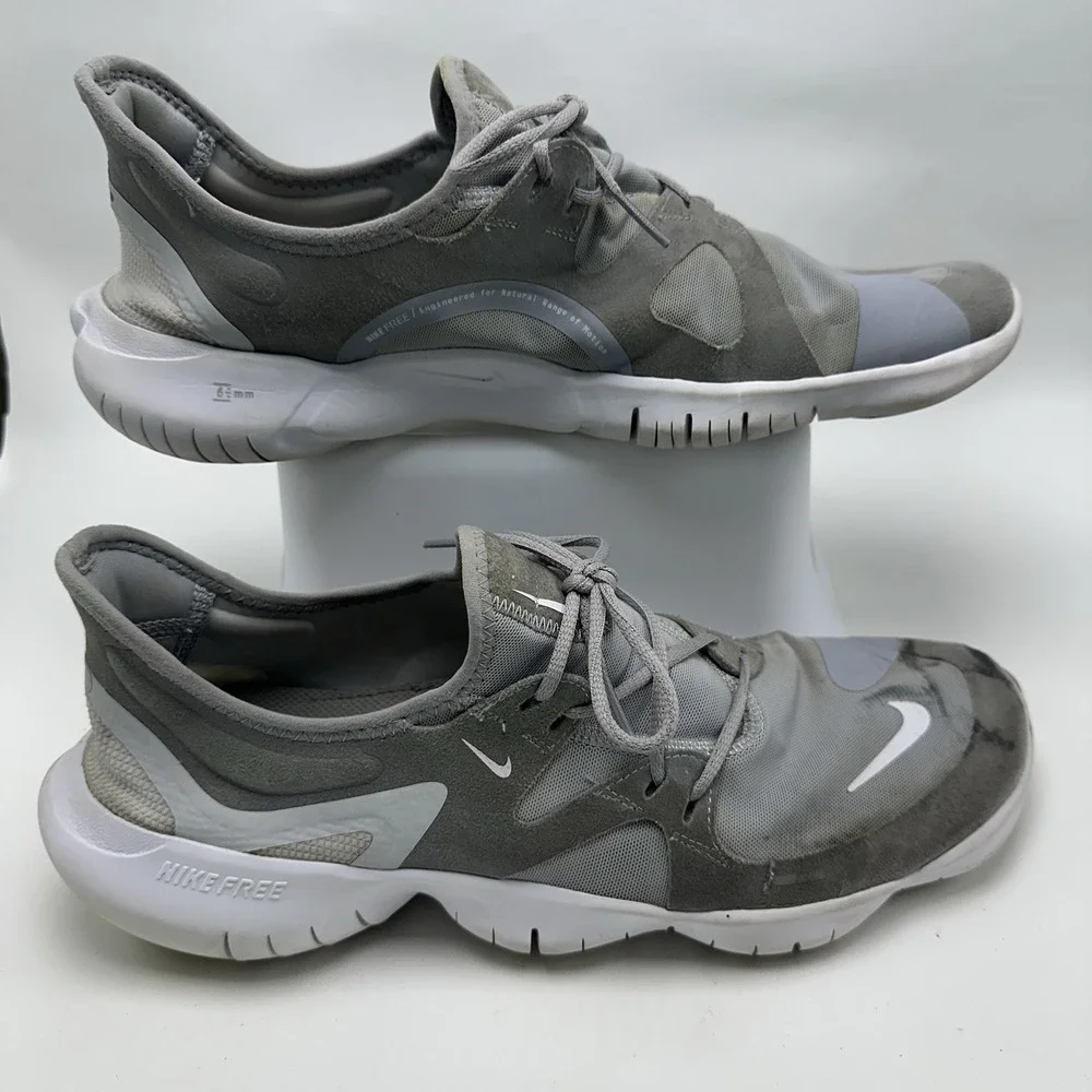 Nike Free RN 5.0 Mens Size 12 Gray White Athletic Running Walking Shoes Sneakers